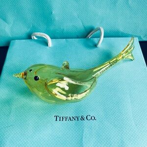 Tiffany & Co. New, Authentic. Hard to find! Gold Glass Bird Ornament.